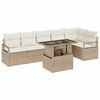 vidaXL Havesofa Sæt med pude 7 pcs Beige Poly rattan