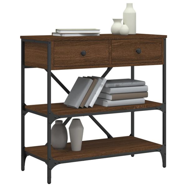 vidaXL konsolbord 75x34,5x75 cm konstrueret tr&aelig; brunt egetr&aelig;