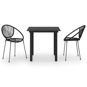 vidaXL udend&oslash;rs spisebordss&aelig;t 3 dele PVC-rattan sort