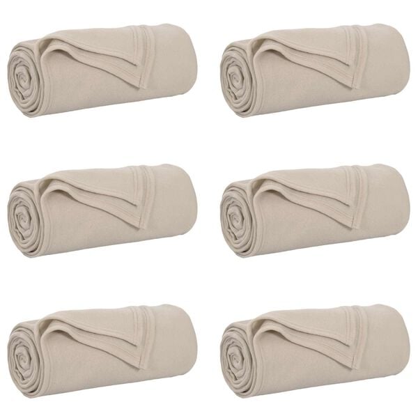 vidaXL Kastet&aelig;pper 6 pcs Beige 200 x 150 cm Fleece