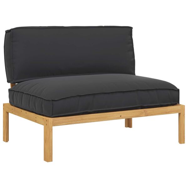 vidaXL Sofa S&aelig;t med pude Sort 120 x 92 x 69 cm Massivt Akacietr&aelig;