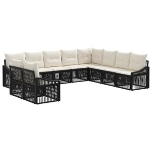 vidaXL Havesofa S&aelig;t 10 stk. Sort polyrattan