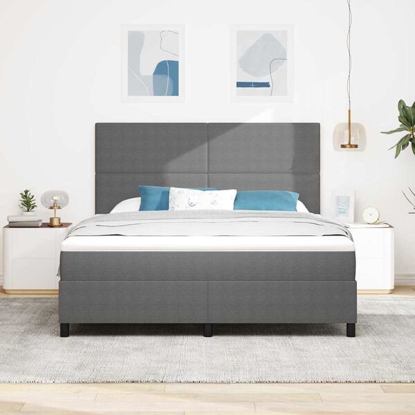 vidaXL LED Box Spring Bed Lys Gr&aring; og Hvid 180 x 200 cm Velourstof