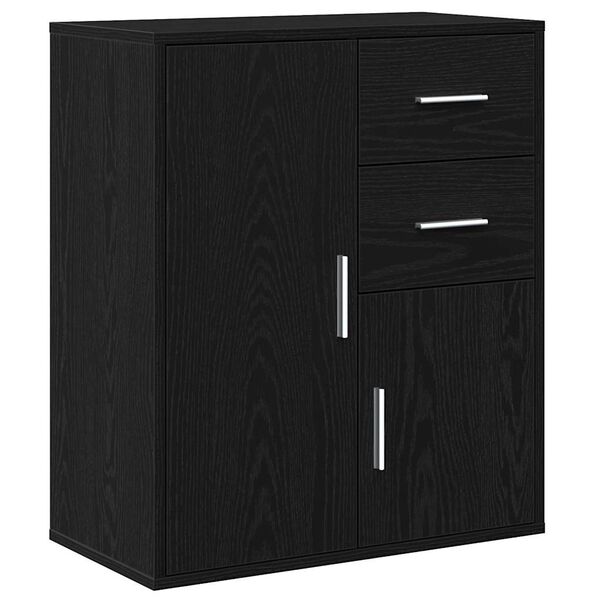 vidaXL Sideboard med skuffe Sort eg 60 x 31 x 70 cm Konstrueret træ