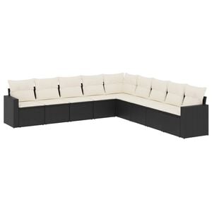 vidaXL sofas&aelig;t til haven 9 dele med hynder polyrattan sort