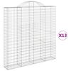 vidaXL buede gabionkurve 13 stk. 200x30x200/220 cm galvaniseret jern