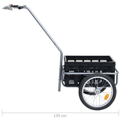 vidaXL cykelanhænger m. 50 l foldbar transportkasse 60 kg sort