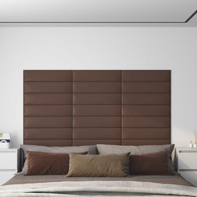 vidaXL vægpaneler 12 stk. 60x15 cm 1,08 m² kunstlæder brun