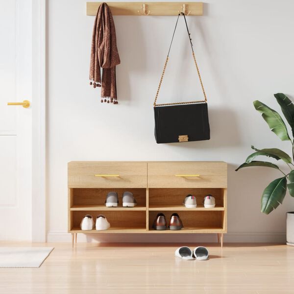 vidaXL skob&aelig;nk 102x35x55 cm konstrueret tr&aelig; sonoma-eg