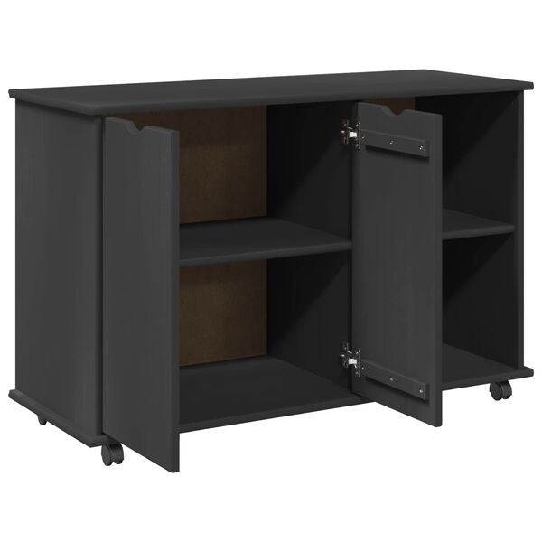 vidaXL Rullende skab med hjul Gr&aring; 100 x 39 x 65,5 cm Massivt fyrretr&aelig;