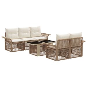 vidaXL Havesofa S&aelig;t 6 stk. Beige og cremehvid polyrattan