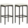 vidaXL barstole med hynder 2 stk. polyrattan brun