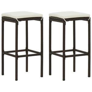 vidaXL barstole med hynder 2 stk. polyrattan brun