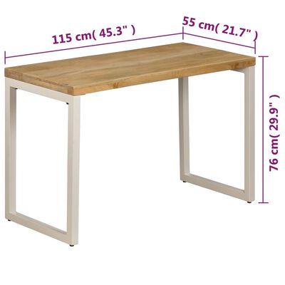 vidaXL spisebord massivt mangotræ og stål 115 x 55 x 76 cm
