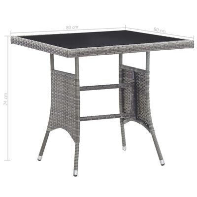 vidaXL spisebordssæt til haven 3 dele polyrattan antracitgrå og grå