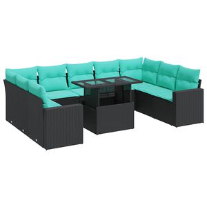 vidaXL sofas&aelig;t til haven 10 dele med hynder polyrattan akacietr&aelig; sort