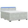 vidaXL Box Spring Seng med Madras og LED Lysegr&aring; 160 x 200 cm Velour