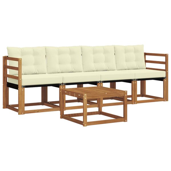 vidaXL Udend&oslash;rs sofagruppe med pude 5 pcs Naturlig og Fl&oslash;de