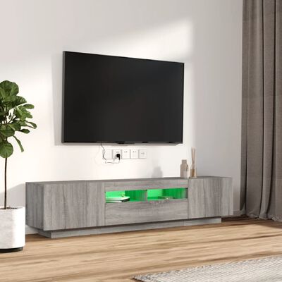 vidaXL tv-borde 2 stk. med LED-lys konstrueret træ grå sonoma-eg