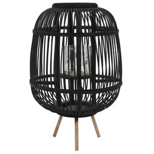 vidaXL fritst&aring;ende stearinlyslanterneholder bambus sort