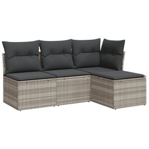 vidaXL sofas&aelig;t til haven 4 dele med hynder polyrattan lysegr&aring;