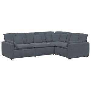 vidaXL modulsofa med hynder fl&oslash;jl m&oslash;rkegr&aring;
