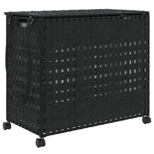 vidaXL vasket&oslash;jskurv med hjul 66x35x60 cm rattan sort