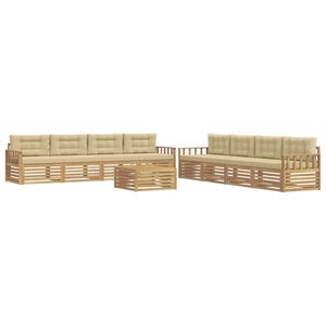 vidaXL Udend&oslash;rs sofagruppe 9 stk. Hvid og Beige Polyester