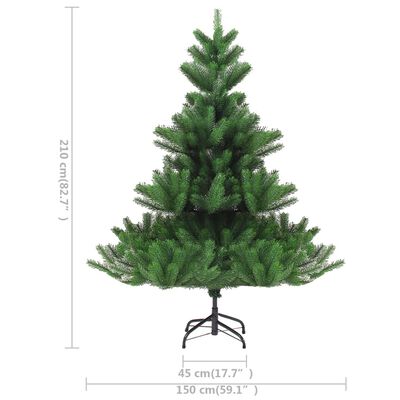 vidaXL kunstigt juletræ nordmannsgran LED og kuglesæt 210 cm grøn
