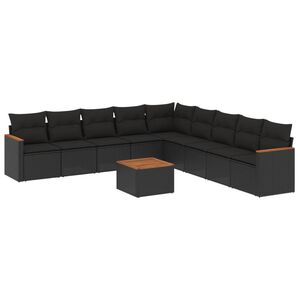 vidaXL sofas&aelig;t til haven 10 dele med hynder polyrattan sort