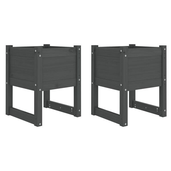 vidaXL plantekasser 2 stk. 40x40x52,5 cm massivt fyrretræ grå