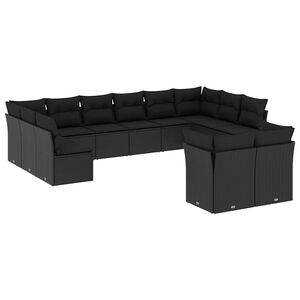 vidaXL sofas&aelig;t til haven 12 dele med hynder polyrattan sort