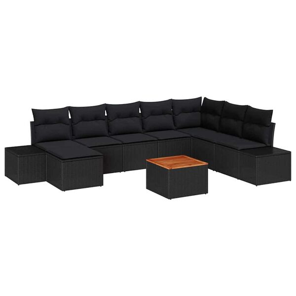 vidaXL Havesofa S&aelig;t 9 pcs Sort
