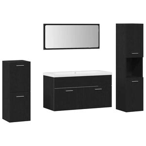 vidaXL Badev&aelig;relsesm&oslash;bel s&aelig;t med hylde 5 pcs Sort eg Konstrueret tr&aelig;