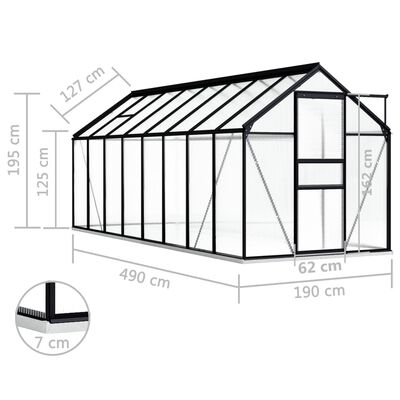 vidaXL drivhus med fundamentramme 9,31 m² aluminium antracitgrå