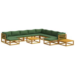 vidaXL Sofa S&aelig;t 12 stk. Naturfarvet Massivt Akacietr&aelig;