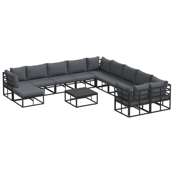 vidaXL Havesofa S&aelig;t 12 pcs Sort Metal