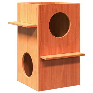 vidaXL kattehus 43x43x60 cm massivt fyrretr&aelig; gyldenbrun