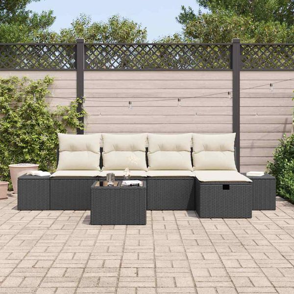 vidaXL Sofa S&aelig;t med pude 6 pcs polyrattan