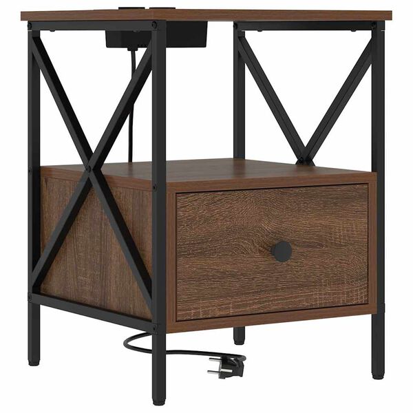 vidaXL Natskab med skuffe Brun eg 41,5 x 40,5 x 55 cm Konstrueret tr&aelig;