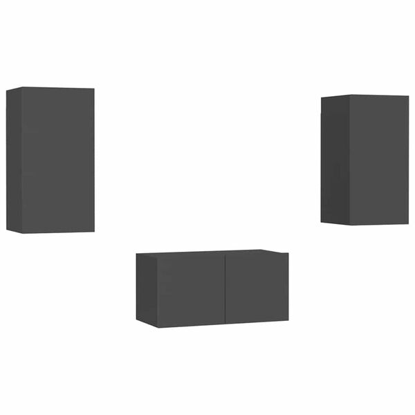 vidaXL tv-skabss&aelig;t 3 dele konstrueret tr&aelig; gr&aring;