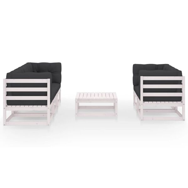vidaXL loungesæt til haven 6 dele med hynder massivt fyrretræ