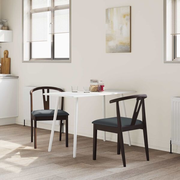 vidaXL Spisestuestol 2 pcs Lys brun og sort Massiv Gummitr&aelig;