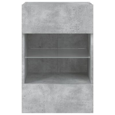 vidaXL væghængt tv-bord med LED-lys 40x30x60,5 cm betongrå