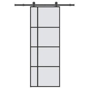 vidaXL skyded&oslash;r med hardwares&aelig;t 76x205 cm sikkerhedsglas aluminium