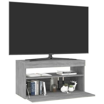 vidaXL tv-bord med LED-lys 75x35x40 cm grå sonoma-eg