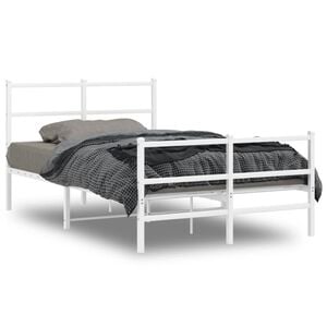 vidaXL sengeramme med sengegavl og fodg&aelig;rde 120x200 cm metal hvid