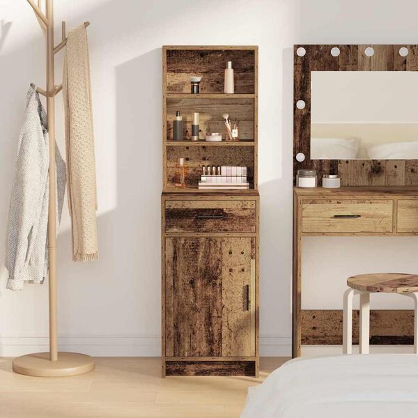 vidaXL Highboard Gammelt træ 40 x 40,5 x 135 cm Konstrueret træ