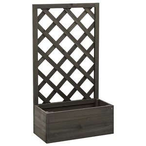 vidaXL plantekasse med espalier 50x25x90 cm massivt fyrretr&aelig; gr&aring;