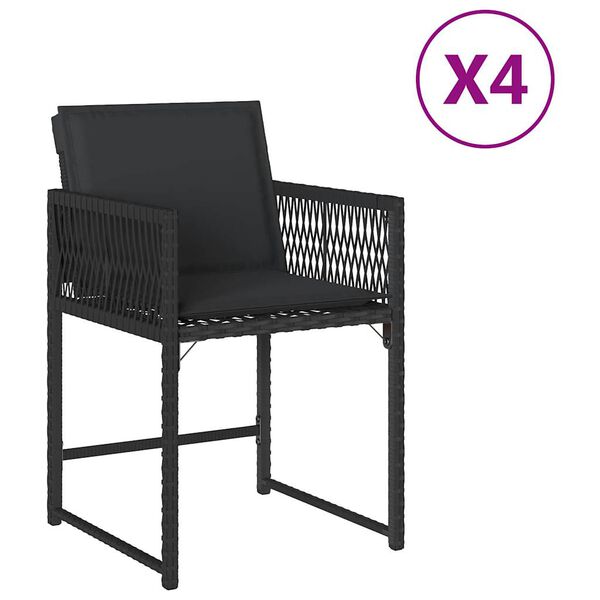 vidaXL havestole med hynder 4 stk. polyrattan sort